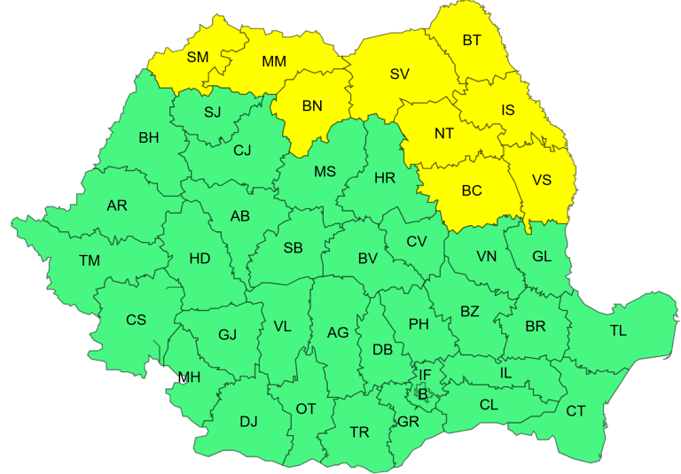 Alertă de furtuni și grindină în diverse județe, valabilă până diseară. HARTA zonelor impactate