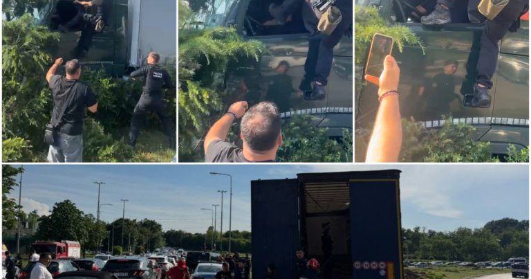 Polițiștii locali au recurs la utilizarea spray-ului lacrimogen și l-au atacat pe conducătorul TIR-ului fugit.